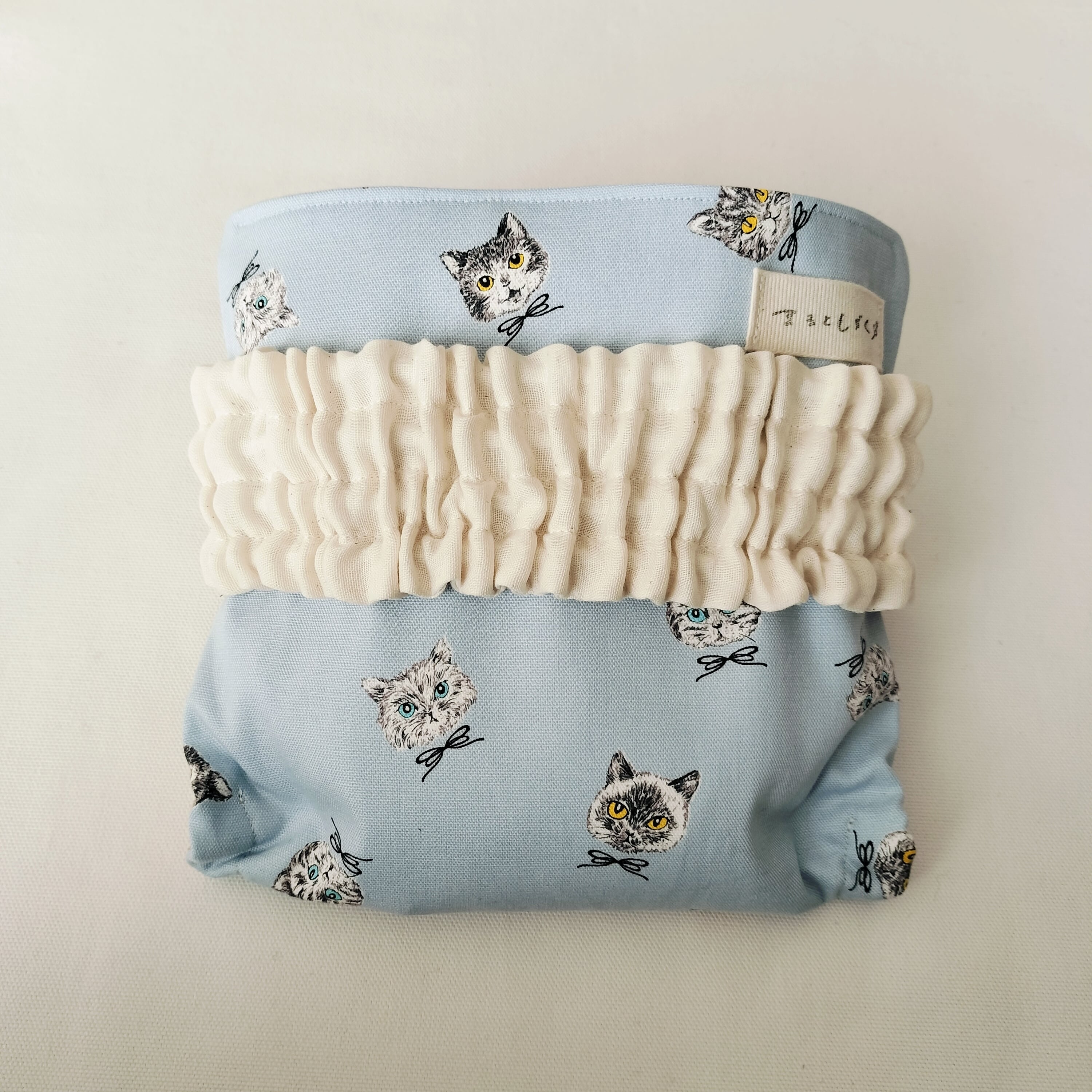 ねこねこブルー/布おむつカバー/ウォッシャブルタイプ