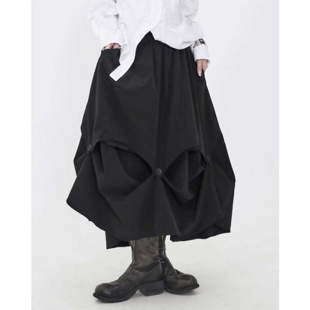 Button tuck design maxi skirt C1448
