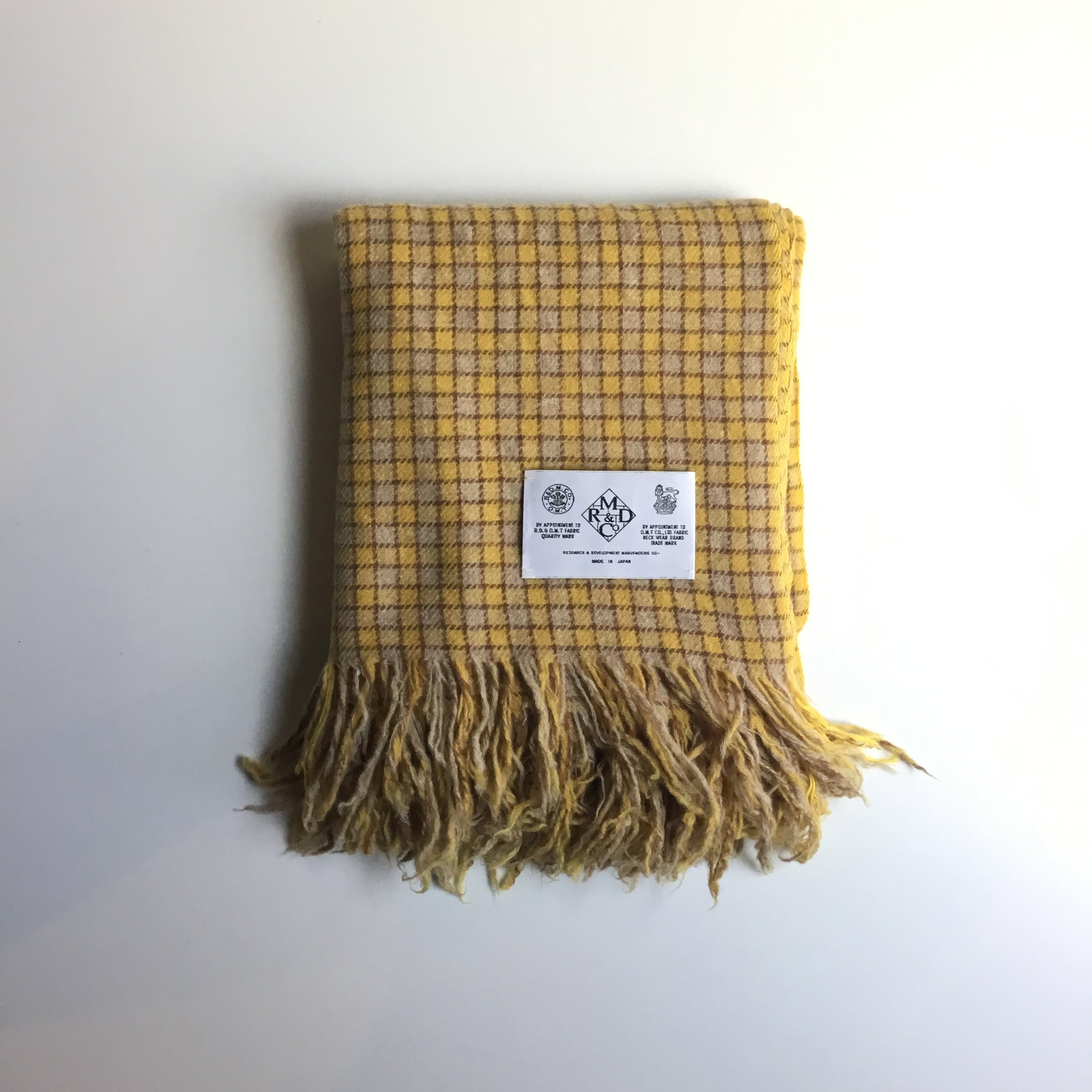 R&D.M.Co/OLDMAN'S TAILOR チェックブランケット check blanket 5891 Beige×Yellow