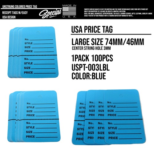 100枚 USA アメリカ プライスタグ 値札 下げ札 紙タグ カラータグ 価格タグ ビンテージ 古着 アパレル店 雑貨店 店舗用品 フリーマーケット イベント100枚入り : USPT-003LBL