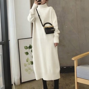ニットワンピース ロング レディース 秋冬 韓国 タートルネック きれいめ シンプル 大人 カジュアル 厚手 防寒 暖かい セーター ワンピース 大人可愛い 大人女子