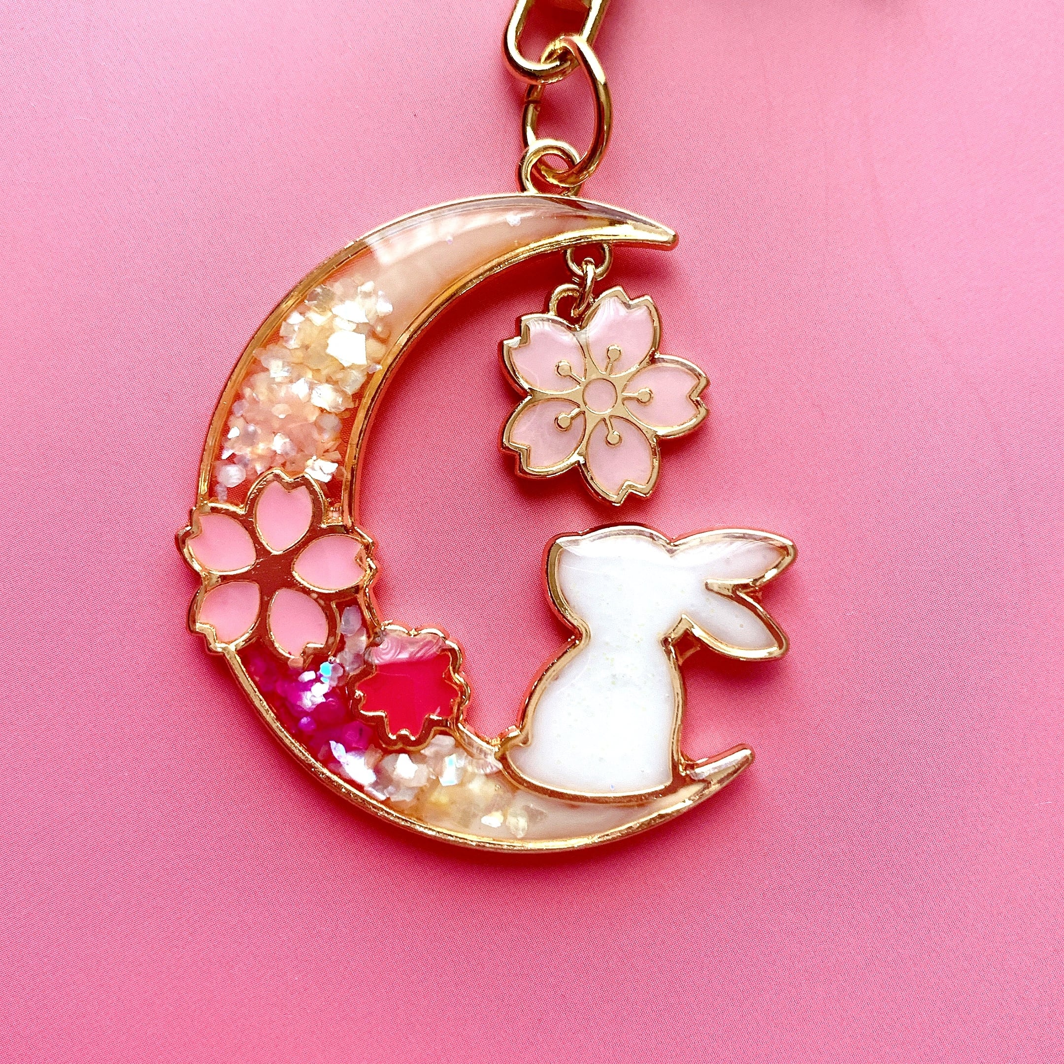 月と桜とうさぎ キーホルダー / ゆめかわの世界 プティララ