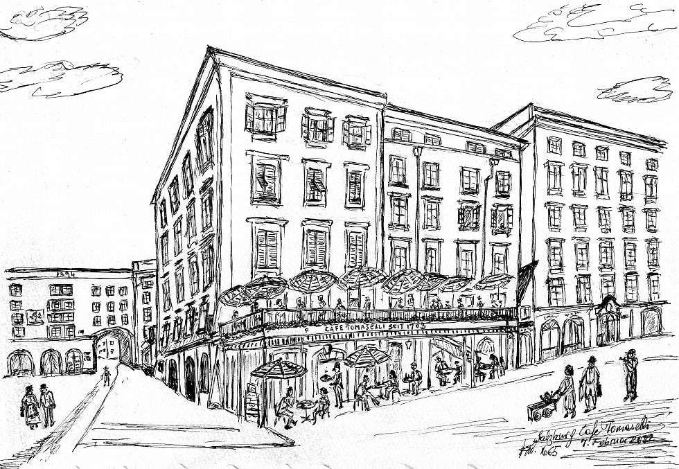 カフェトマセッリ (ザルツブルク) | Sbg.Linzergasse Sebastianskirche