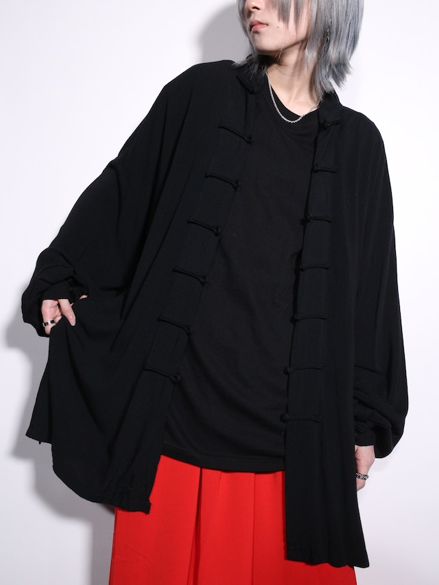 good drape fabric black china shirt