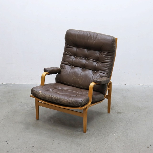 DUX Bruno Mathsson スウェーデン ブルーノ マットソン ヴィンテージ イージーチェア 1Pソファ ラウンジチェア 本革 レザー RCK08059