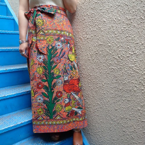 70's cotton wrap skirt／70年代 コットンラップスカート
