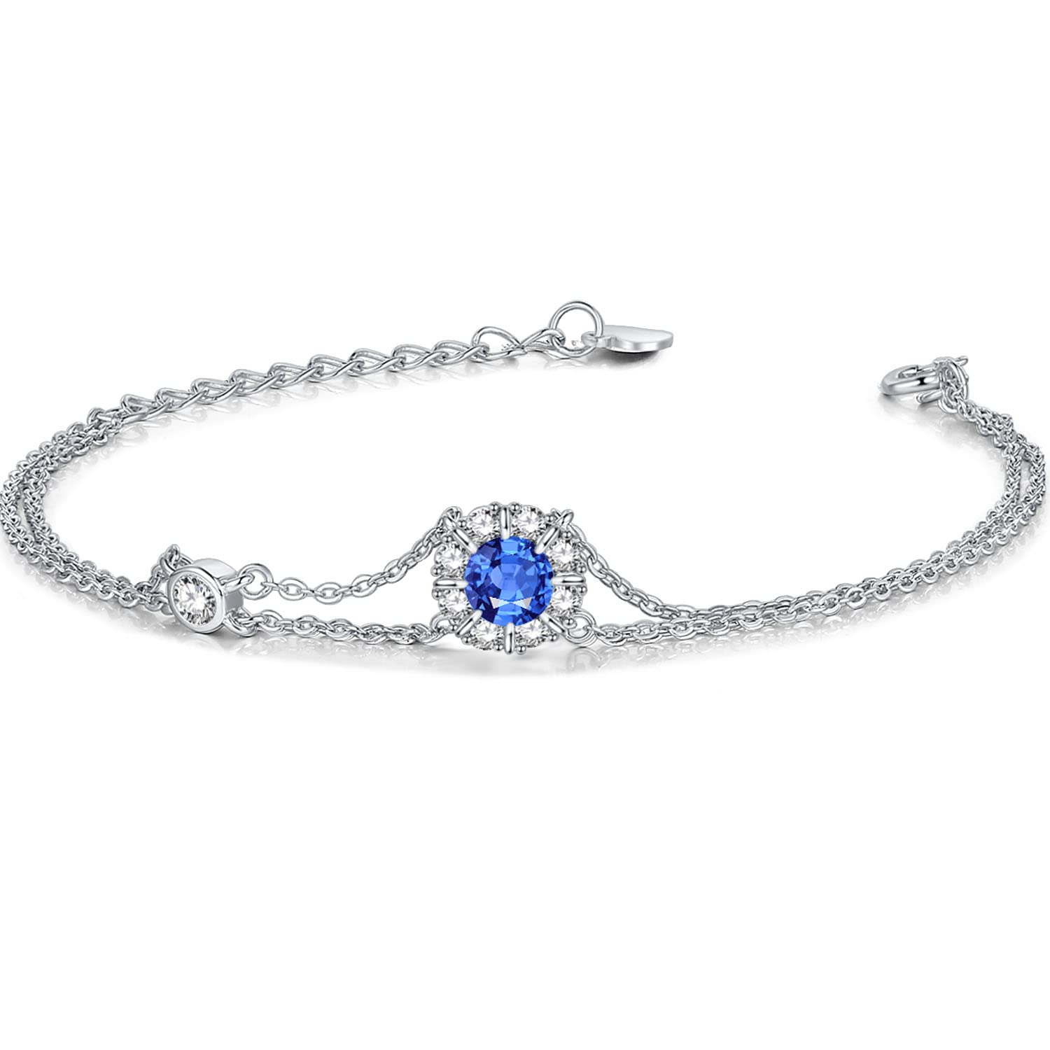 【人気】ブレスレット レディース 12ヵ月 誕生石 2連ブレスレット お花 シルバー アクセサリー プラチナメッキ 誕生日 母の日 プレゼント 綺麗なBOX付き