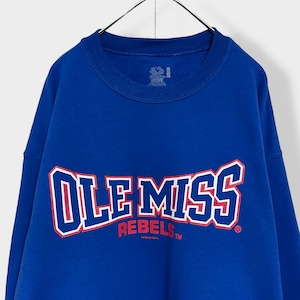 【FRUIT OF THE LOOM】カレッジ ミシシッピ大学 サッカーチーム ロゴ OLE MISS REBELS プリント スウェット トレーナー プルオーバー L US古着