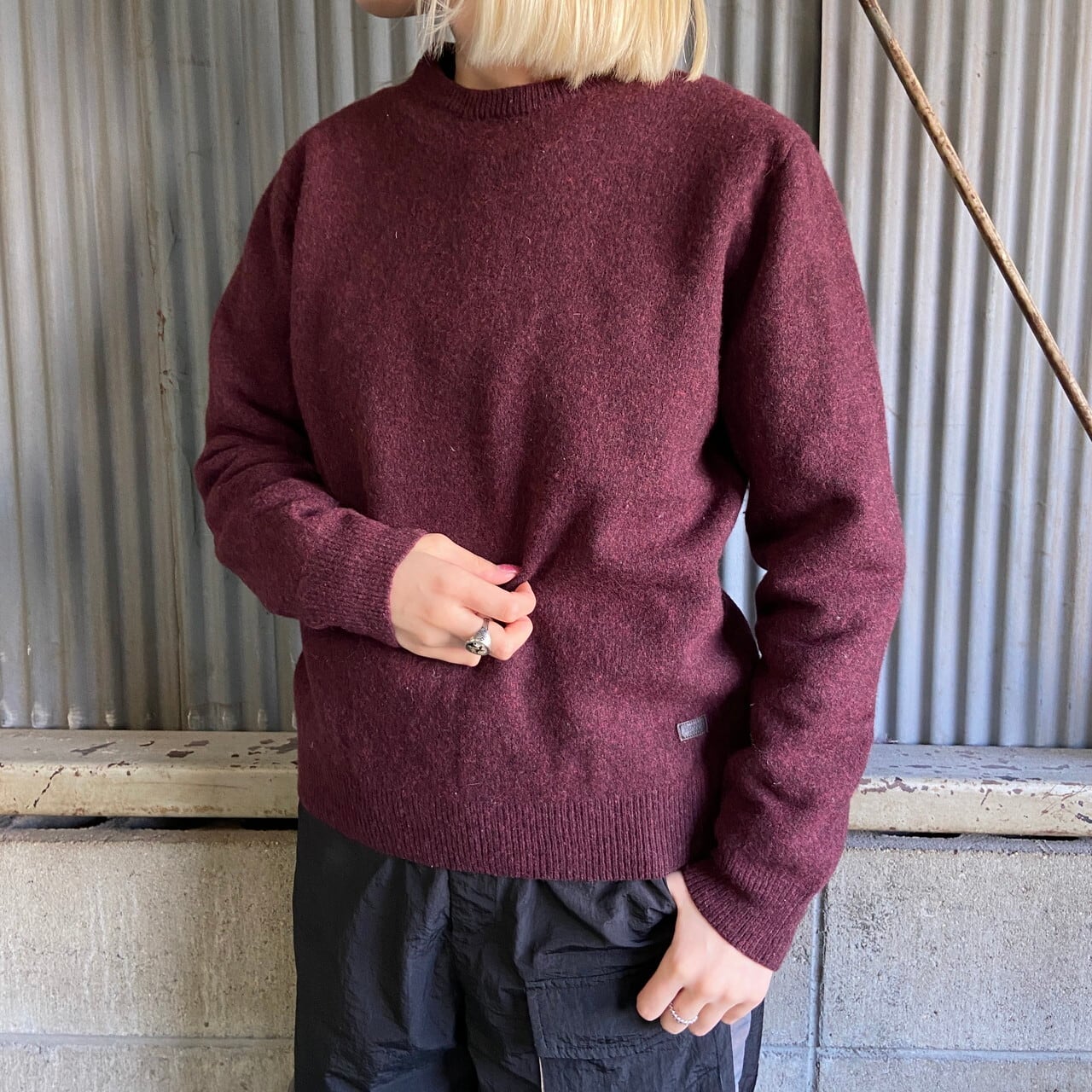 Barbour バブアー ウールニットセーター エルボーパッチ メンズM相当