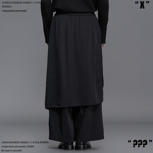 RFDRFD 26AW フェイクレイヤード アシンメトリー ドレープ スカートパンツ