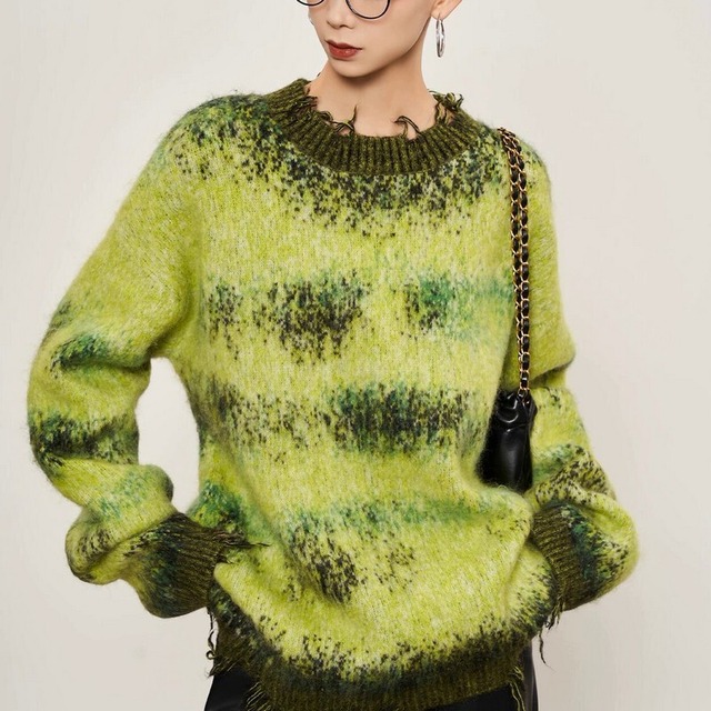 green soft sticky mohair sweater
