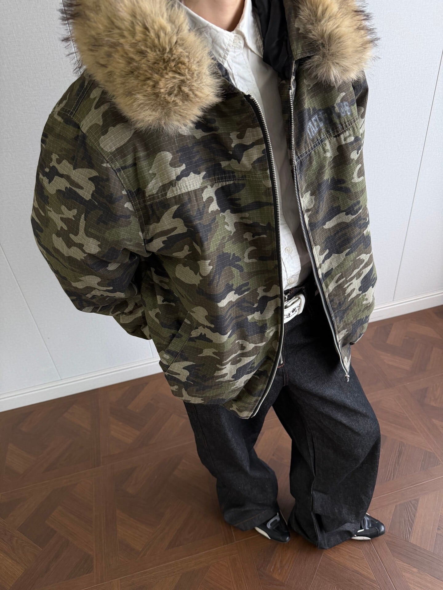 ファー付きカモフラージュアウター el1474 | elev fashion store