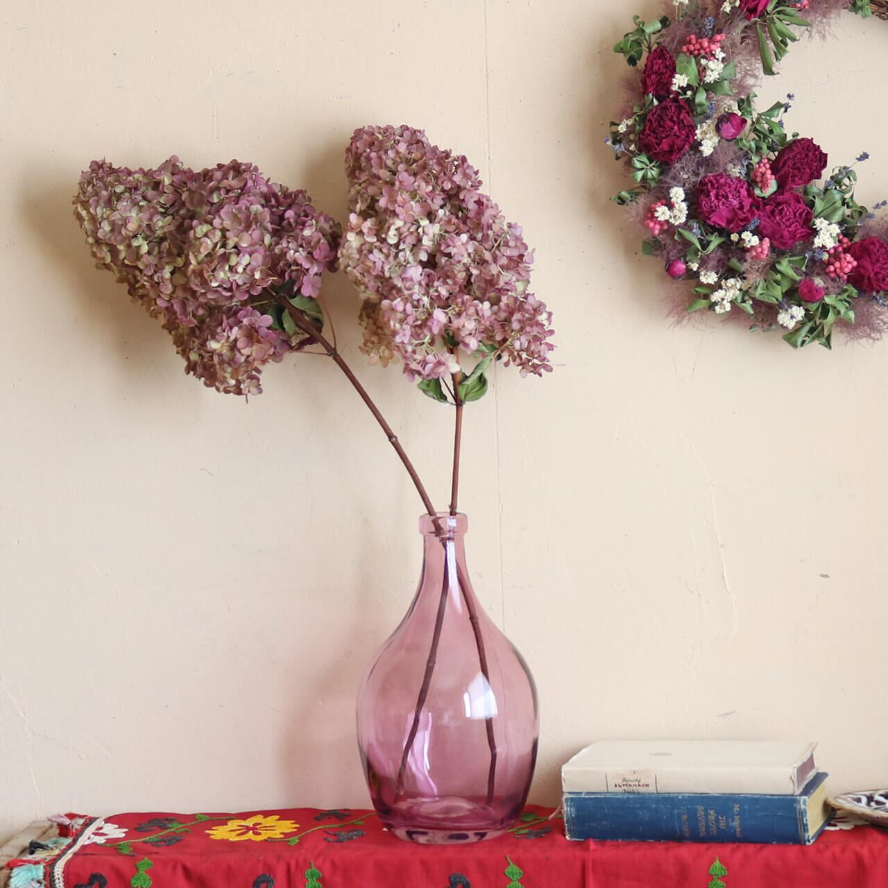 ボトル型のフラワーベース ブルー ・ パープル ＊ 花瓶 ガラスベース