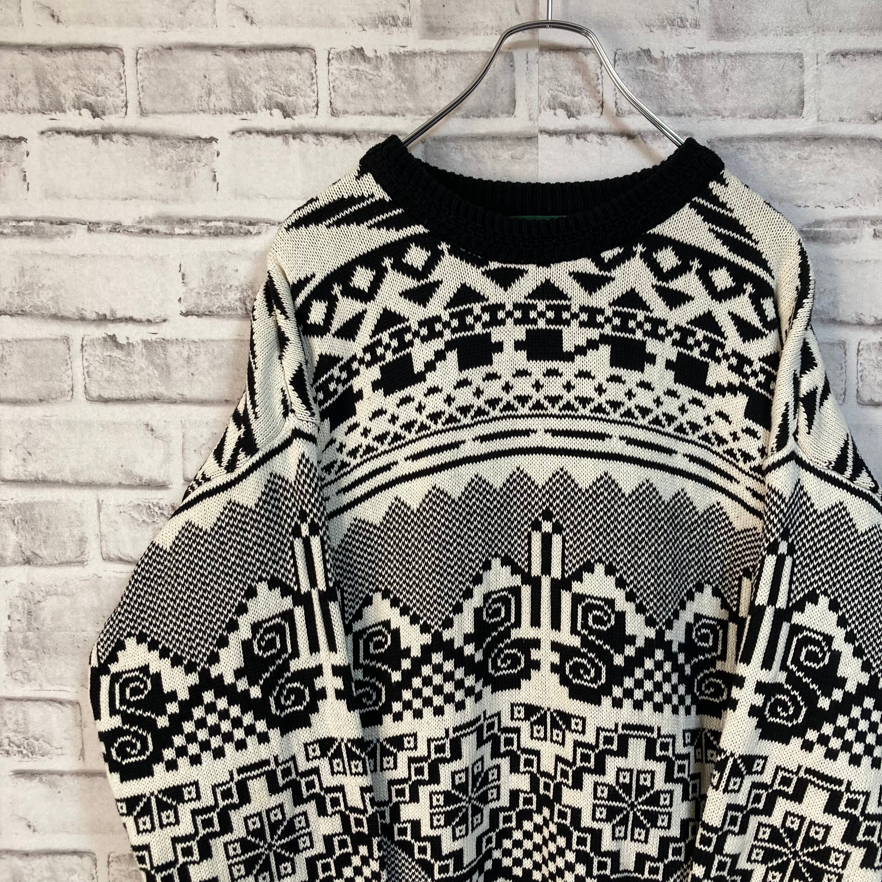 【TOSANI】Design Knit L Made in CANADA 90s カナダ製 アート調