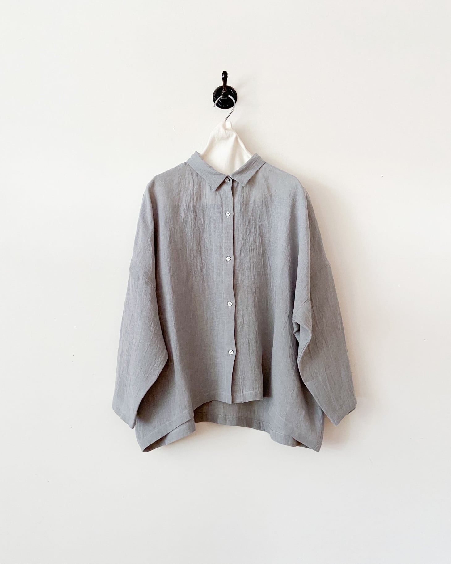 evam eva リネンワイドシャツ linen wide shirt