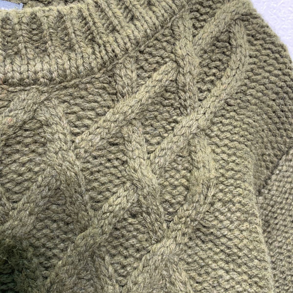 SLATE & STONE ニット セーター S グリーン ケーブル編み ウール