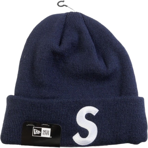 帽子supreme×New Era S Logo Beanie ビーニー navy - ニット帽/ビーニー