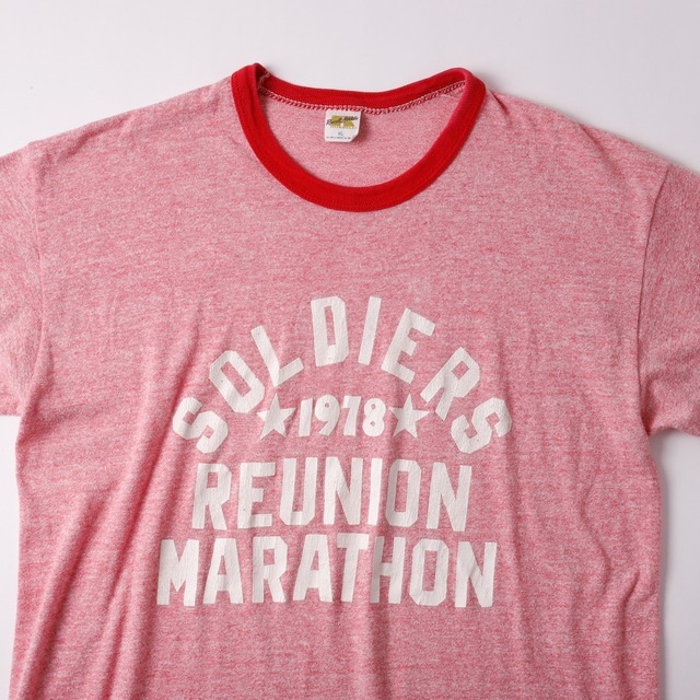 【極美品】70s RUSSELL T-shirts  "REUNION MARATHON" made in USA Ringer Tee single stitch mint condition  ／ 70年代 ヴィンテージ ラッセル リンガー Tシャツ  USA製  サイズXL 希少 ピンク