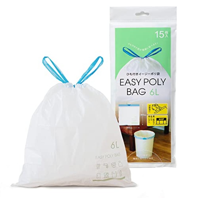 ネクスタ ポリ袋 ゴミ袋 ひも付きイージーポリ袋 6L 15枚 約36×35cm 乳白