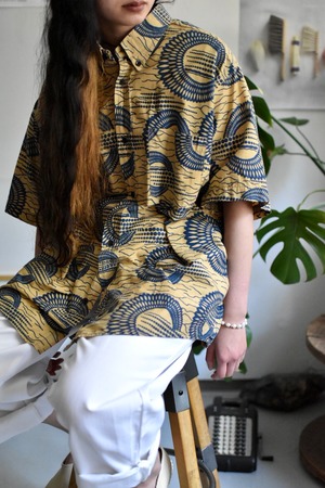 80's- -old- "African batik pattern" "s/s shirts"