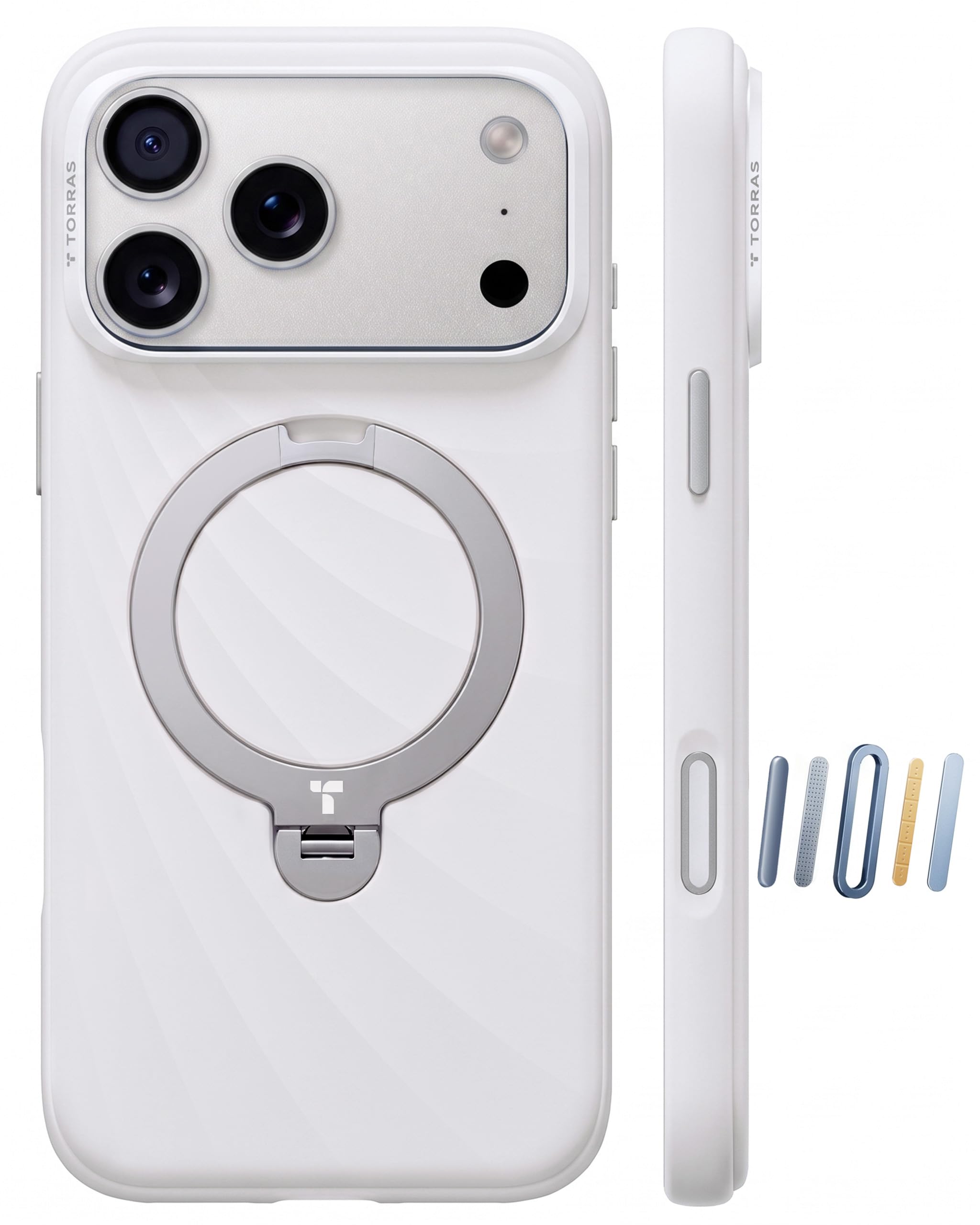 TORRAS iPhone 18 ProMax/17 ProMax用 ケース シリコン MagSafe対応 Ostand Q3 Wind ホワイト