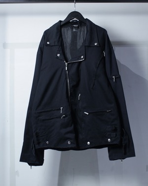 【Caka BLACK】“SPIRAL” Zip Pocket Gimmick Vintage Double Riders Jacket