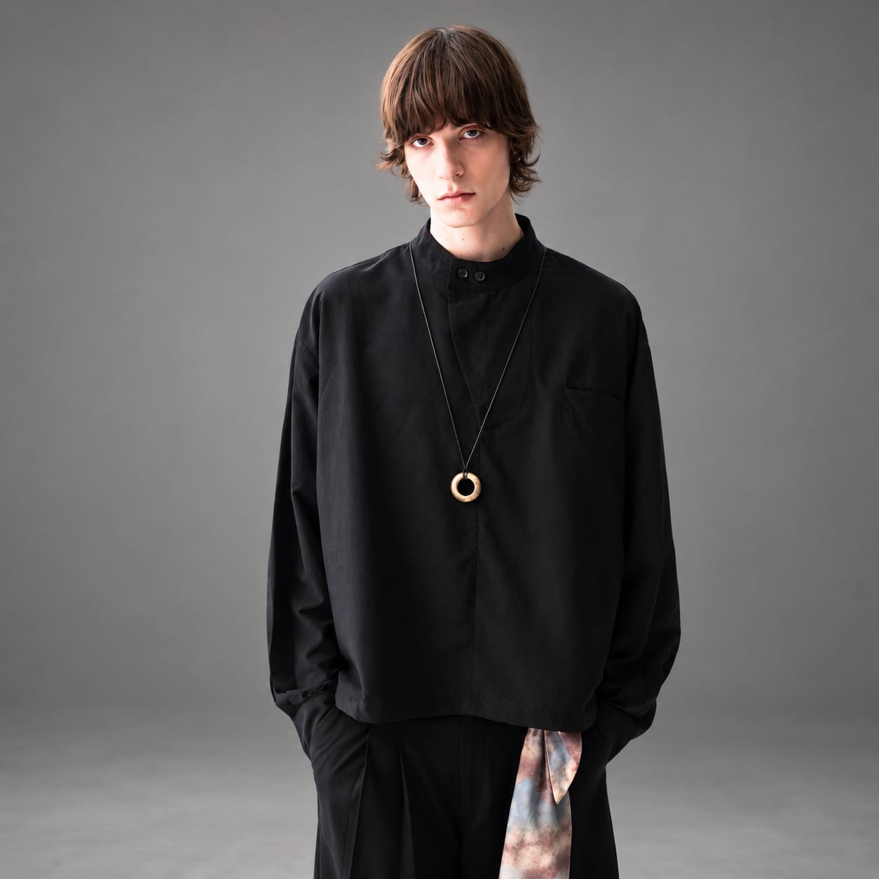 【ORV0099】Tencel-Linen Pullover Shirt, Loose Long Sleeve / 2color
