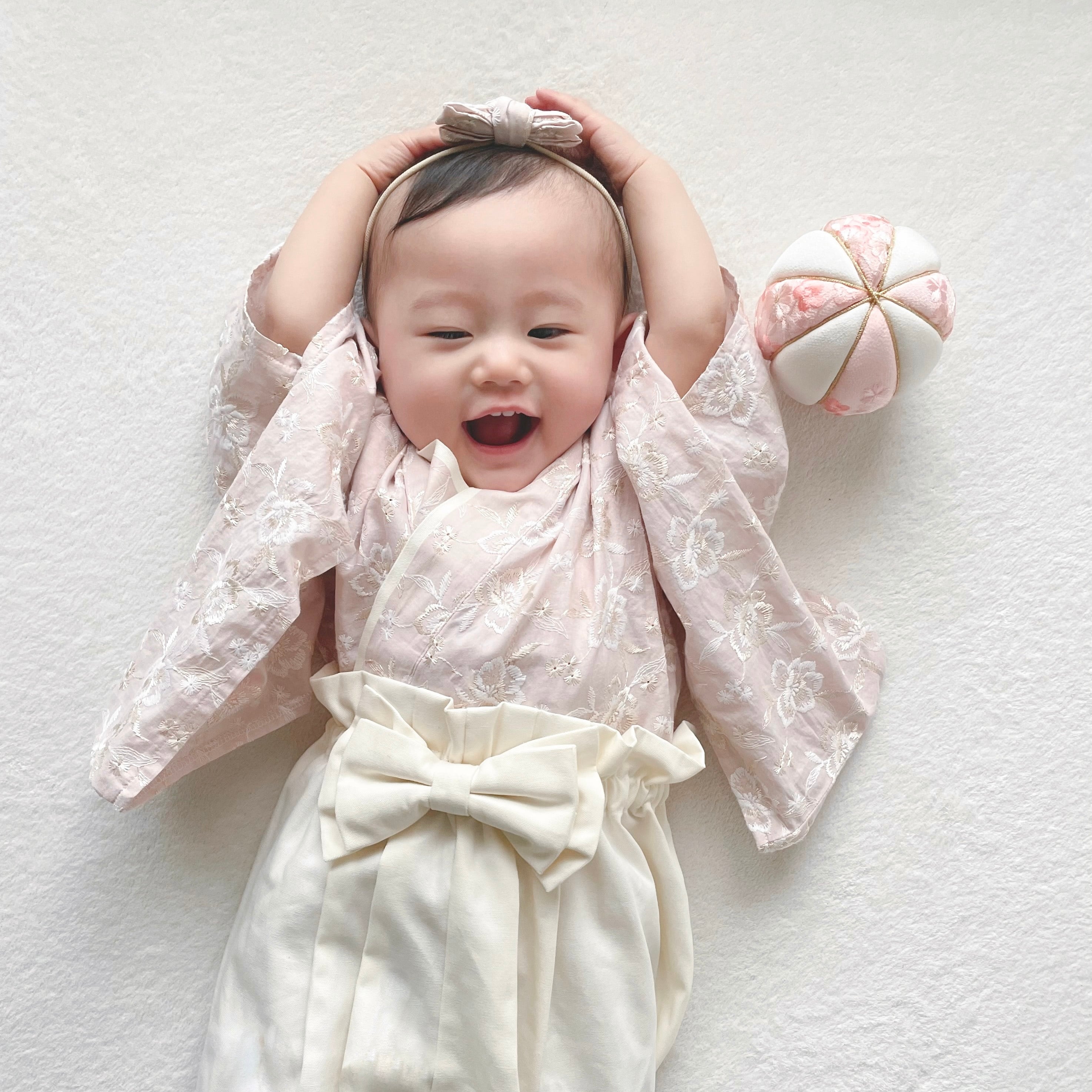 ベビー袴 花柄刺繍ピンク× アイボリー 90/100 | KANA KANA baby&kids