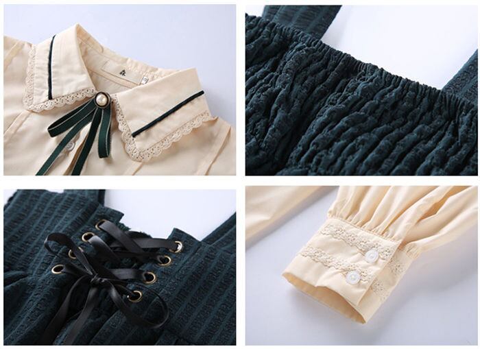 ワンピース レトロワンピース レディース S-XL 2色 2点セット