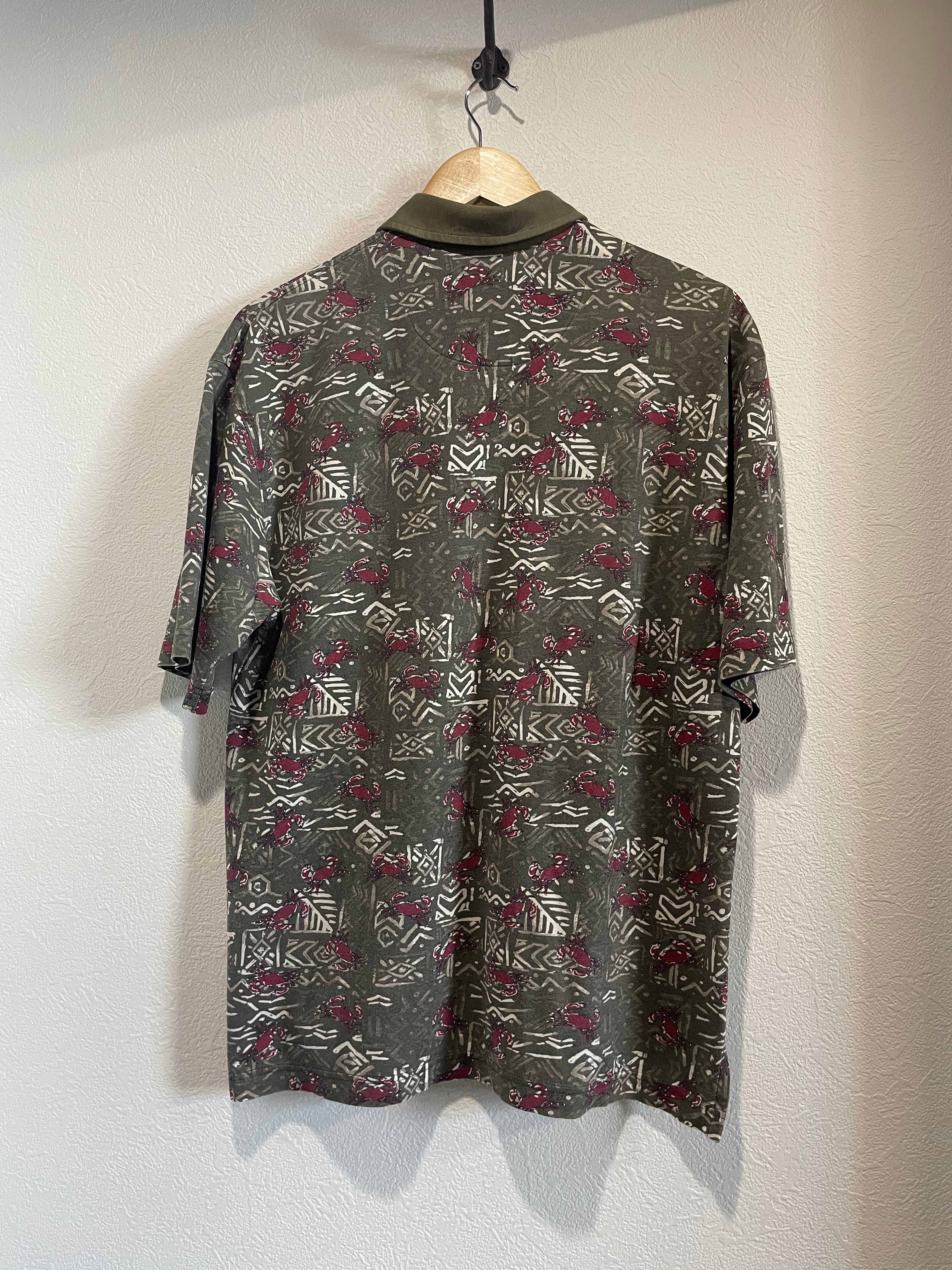 希少 個性派古着 80s~ レトロポロシャツ 総柄 ヴィンテージ オールド 古着 古着 80s LACOSTE クレイジー ブロック パターン カノコ ポロシャツ XL