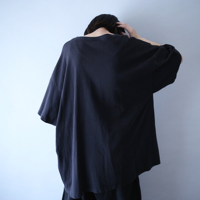 "狼" dark coloring good printed XXXL over silhouette h/s tee