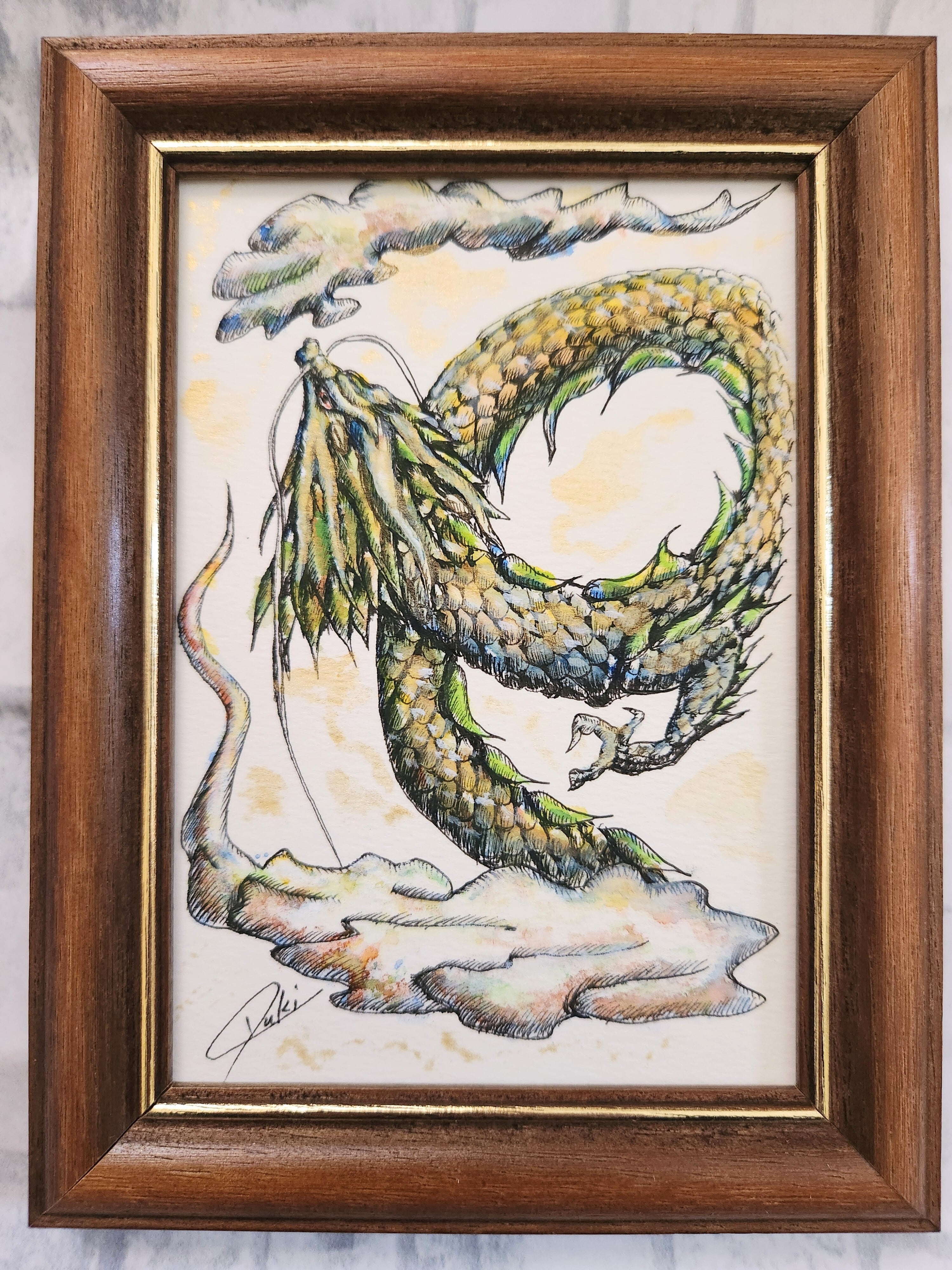 水彩画「菩薩」額装済み 見返り観世音菩薩（色紙額） | PAY ID