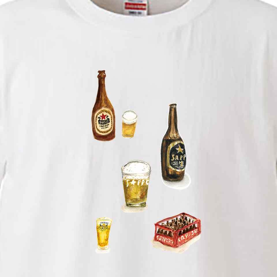 ビールいろいろ / Tシャツ / あべみちこ /  -WHITE-