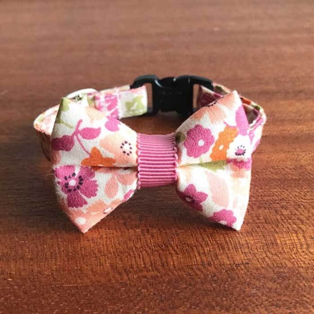 Cat ribbon collar 猫の首輪 リボン首輪 ピンクフラワー ピンク グログランリボン 【送料無料】