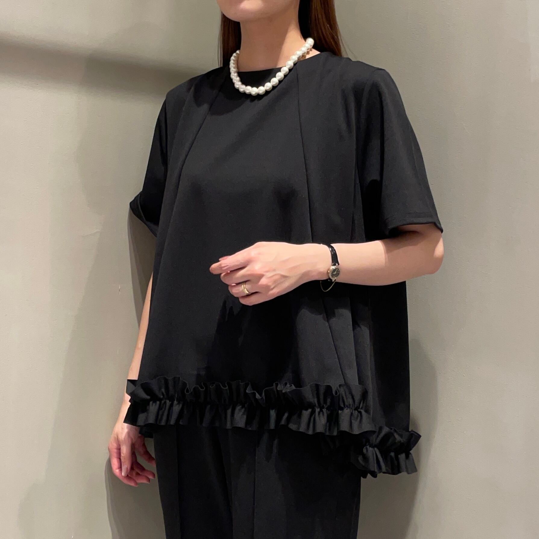 美品 ドゥロワー別注 T-mat フリルブラウス バックリボン 長袖 グレー 美品 ドゥロワー別注 T-mat フリルブラウス バックリボン 長袖 グレー