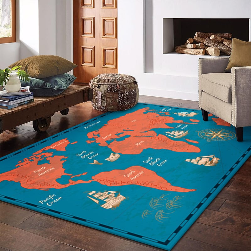 カーペット 世界地図 200cm × 140cm おしゃれ かわいい 絨毯