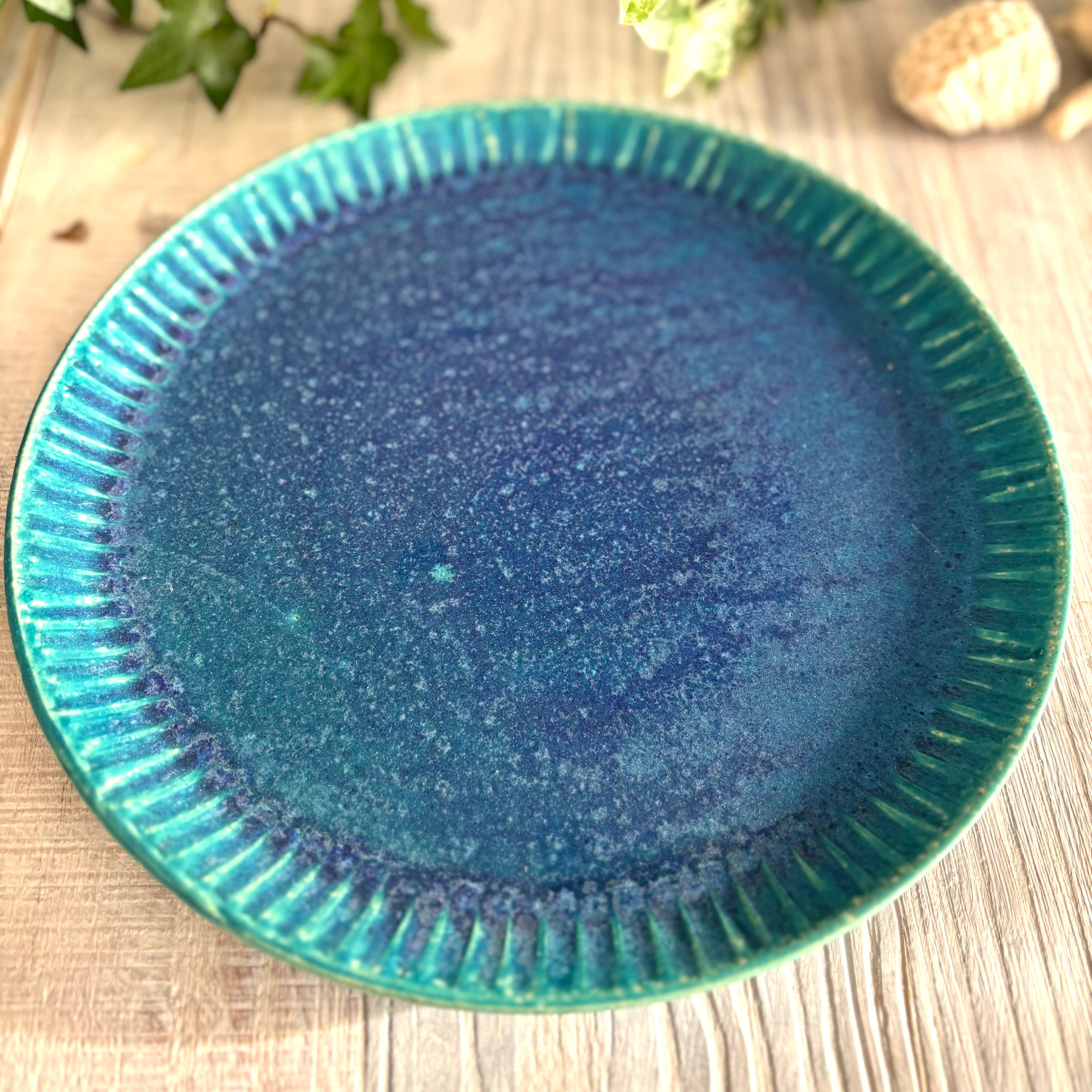 大皿 縞プレート ワンプレート | Blue Pottery