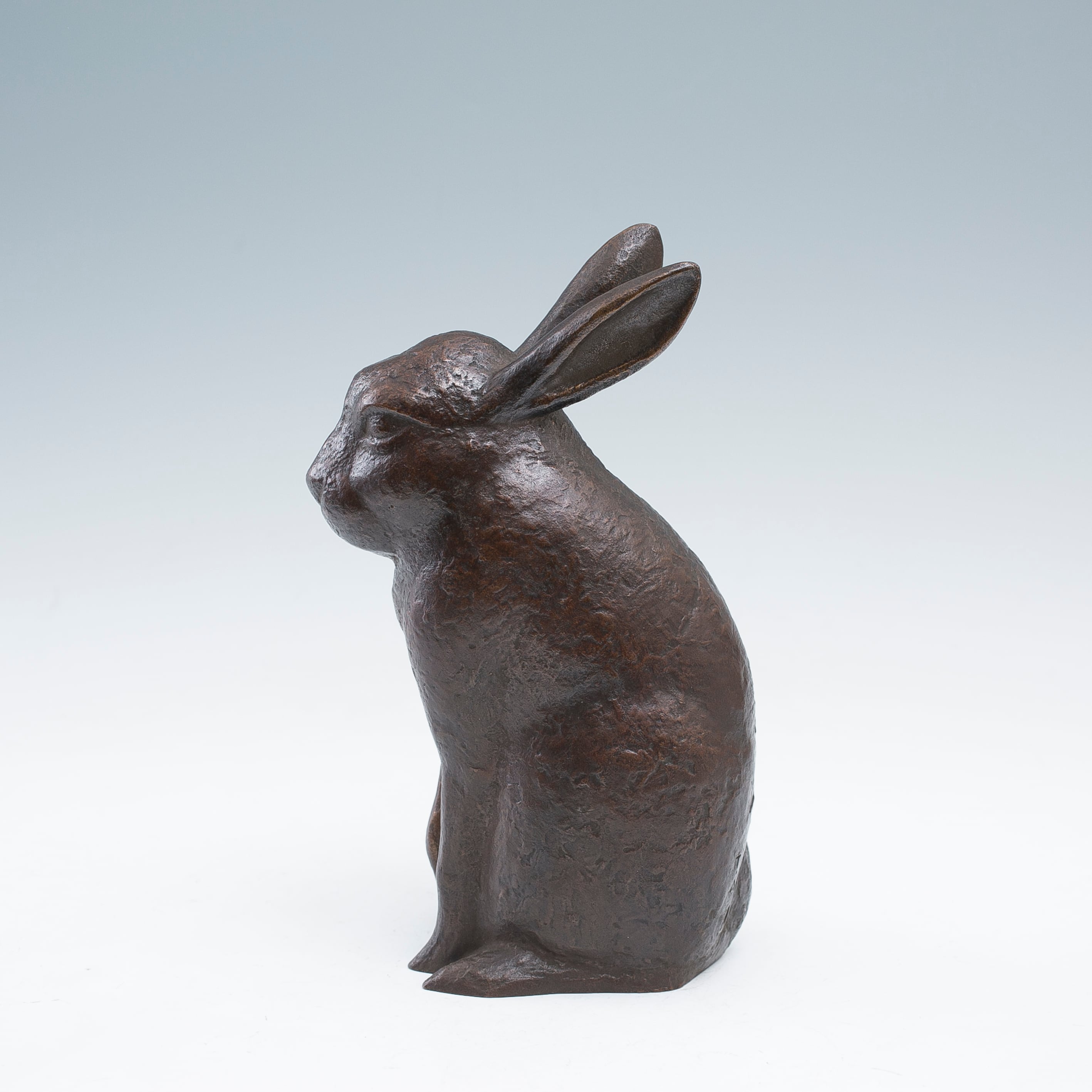 兎 うさぎ 銅 置物 荒居徳亮 ブロンズ オブジェ 1963年 昭和38年 共箱