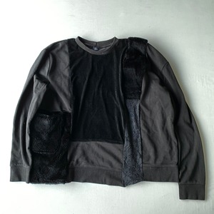 【SHINPIN×jane's vintage】Patchwork black sweatshirt