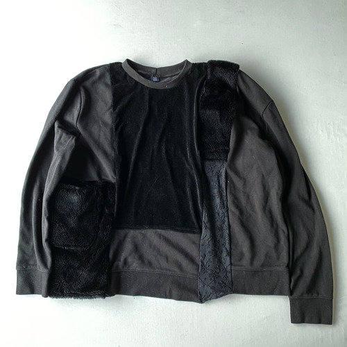 【SHINPIN×jane's vintage】Patchwork black sweatshirt