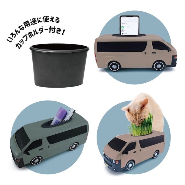 ティッシュケース トヨタハイエース FD-classic 丸目ハイエース カーキ