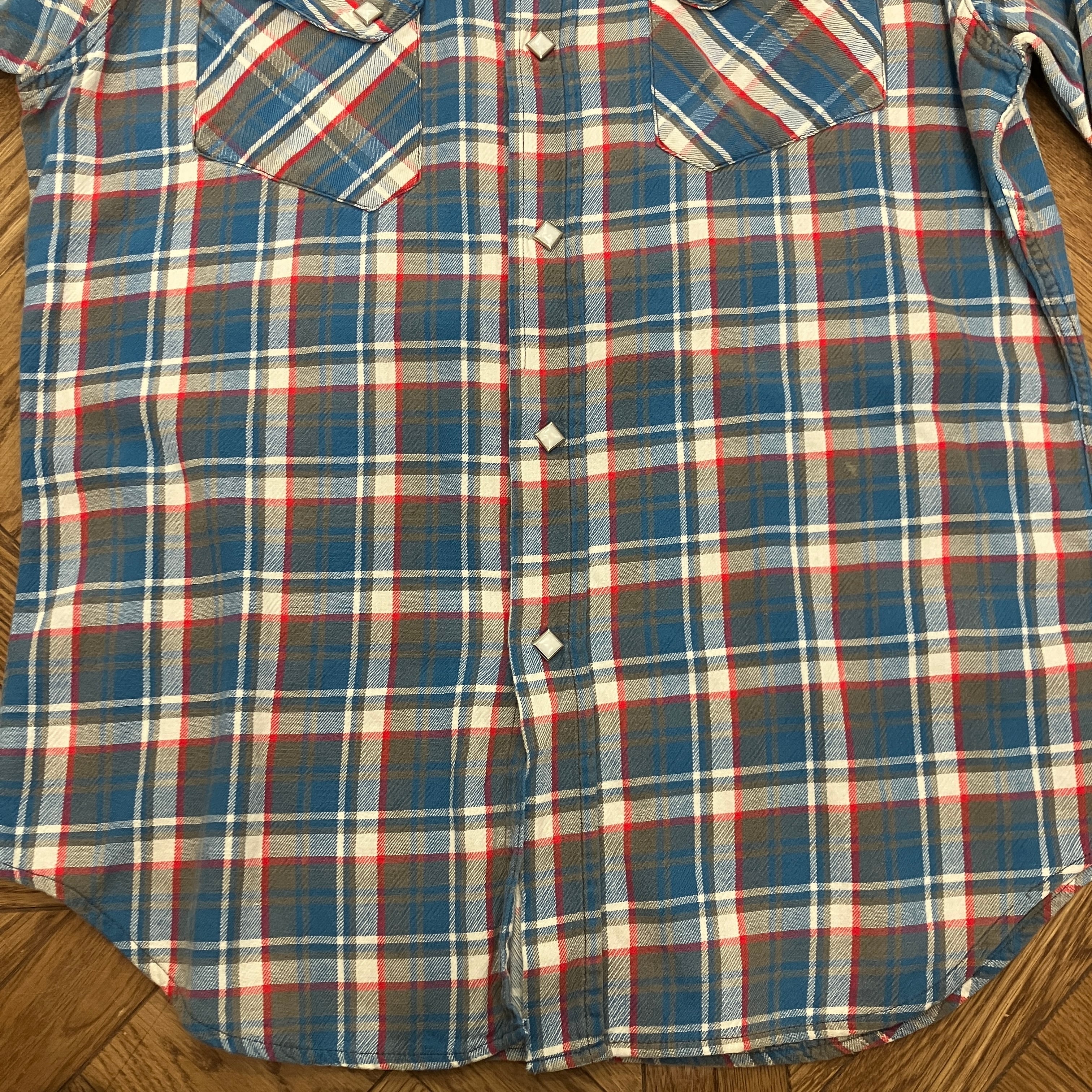 1960'S 101 BLUE CHECK FLANNEL WESTERN SHIRT | safarionline