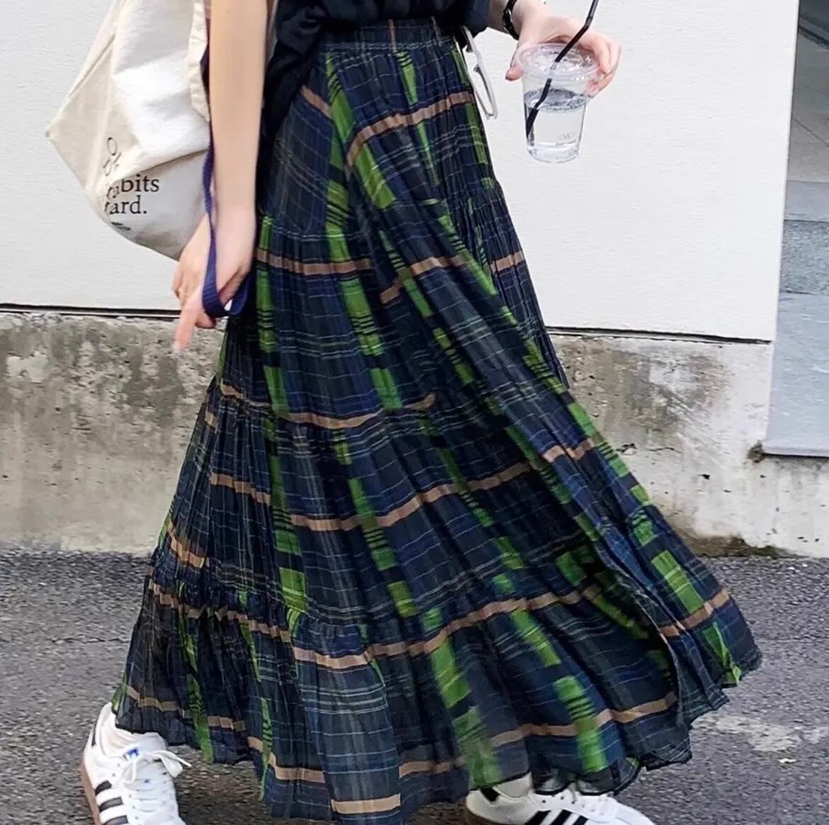 グリーンチェックロングスカート | jbgcompany