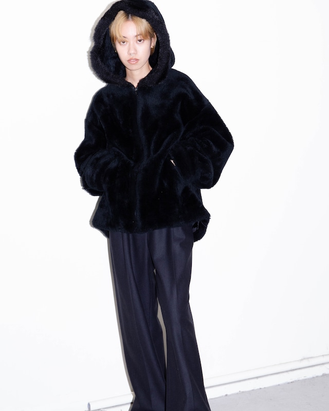 1990s full zip faux fur hoodie