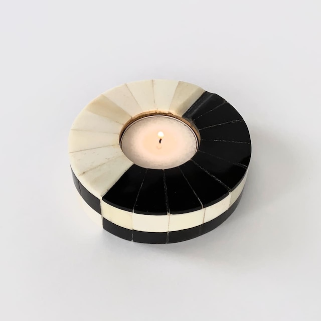 【SALE】 ティーライト キャンドルホルダー ラウンド 黒 ナチュラル / 【SALE】 Candle Holder Round Black x Natural