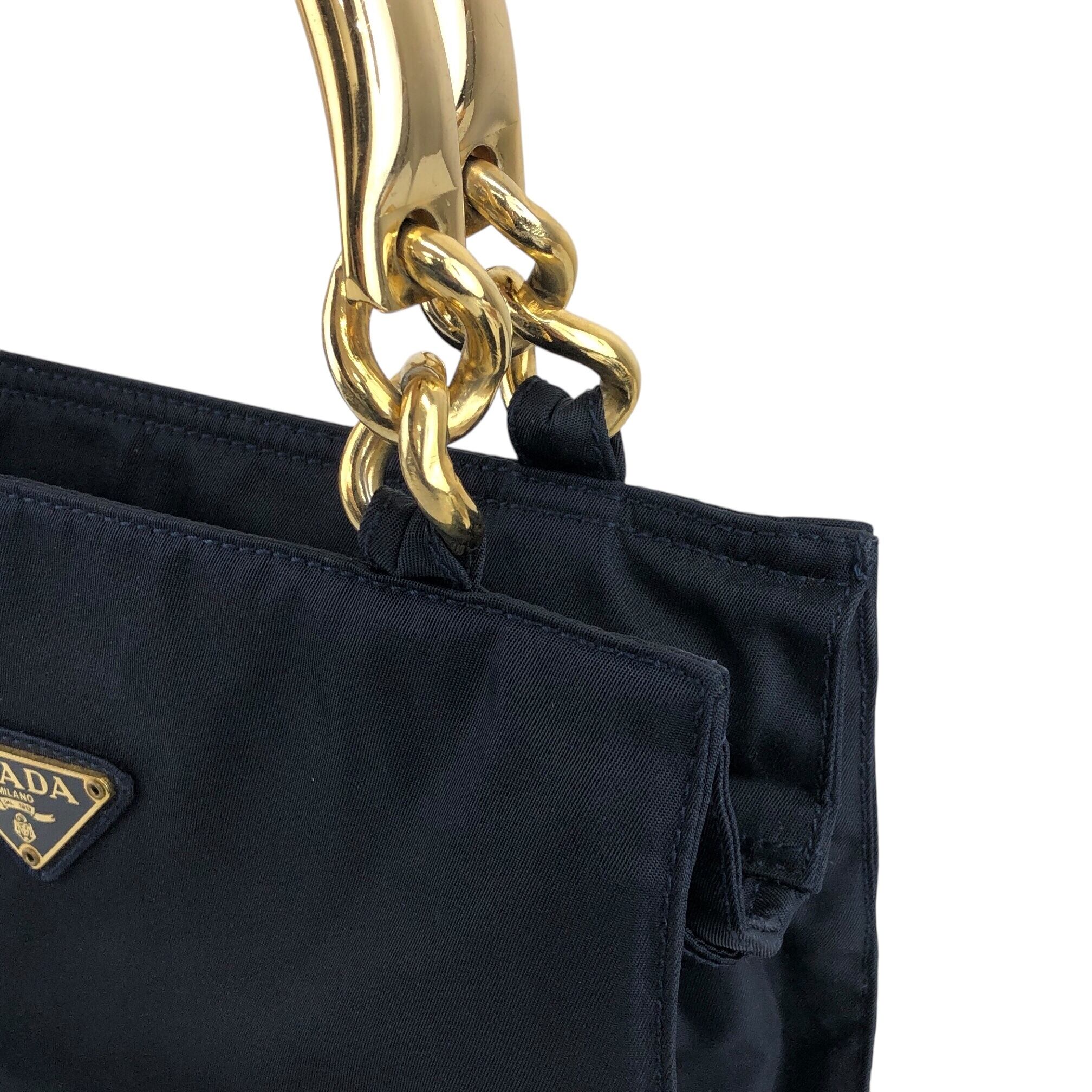 PRADA プラダ ハンドバッグ ネイビー トライアングルロゴ ナイロン