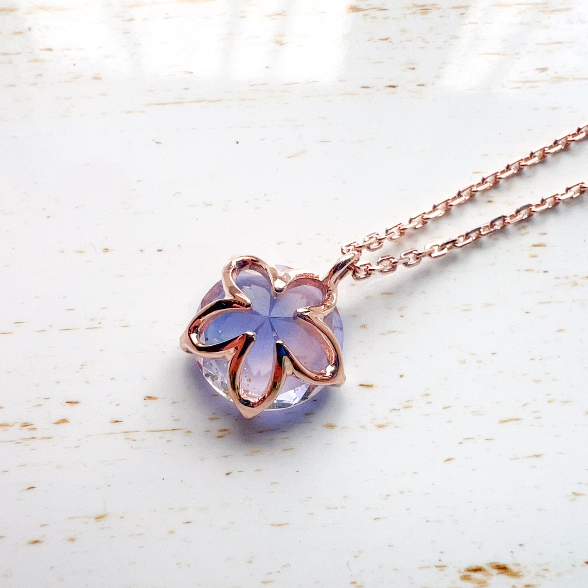 受注生産品】さくらインカット8mm ネックレス 【硝子の宝石