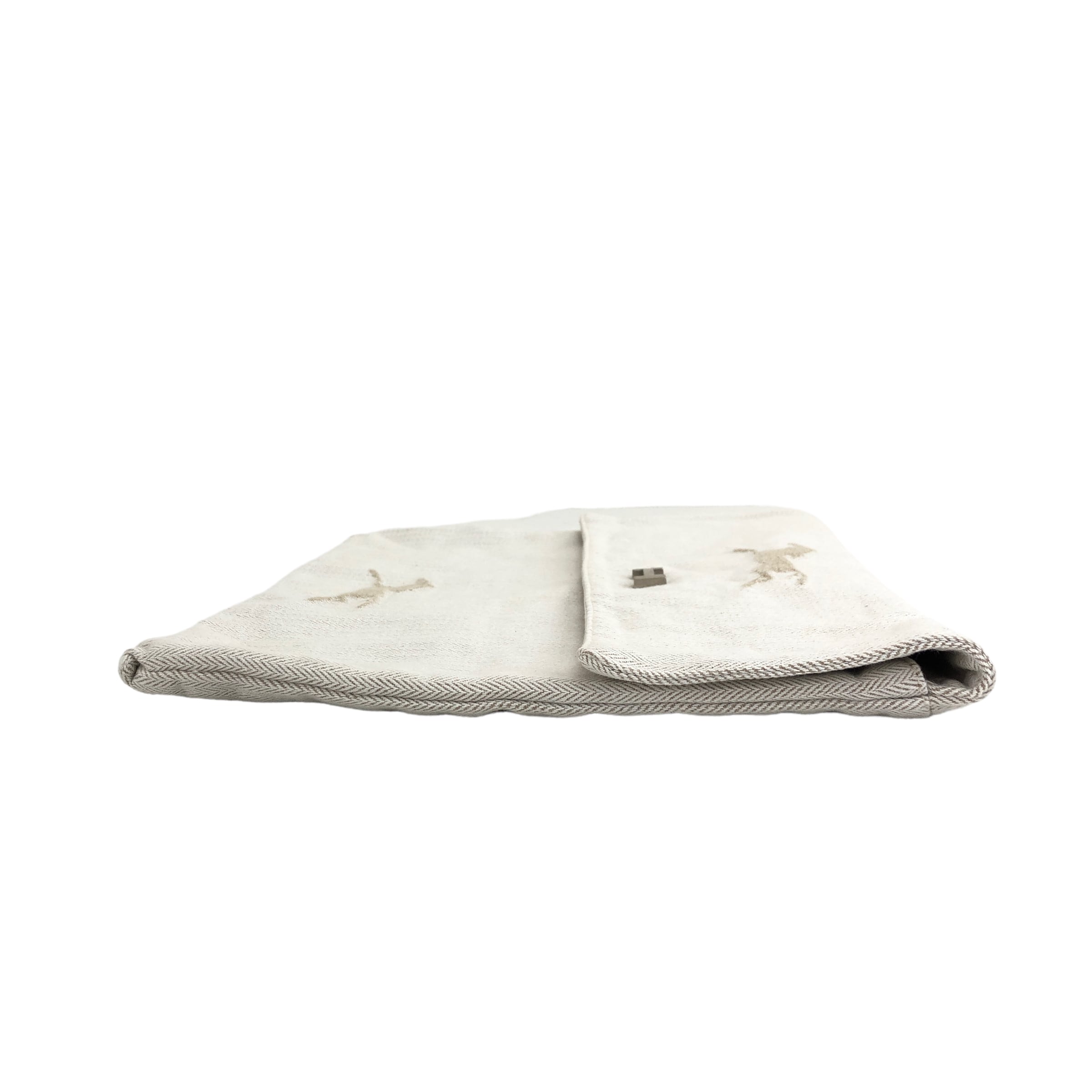 HERMES エルメス Hロゴ ホース キャンバス クラッチバッグ ホワイト