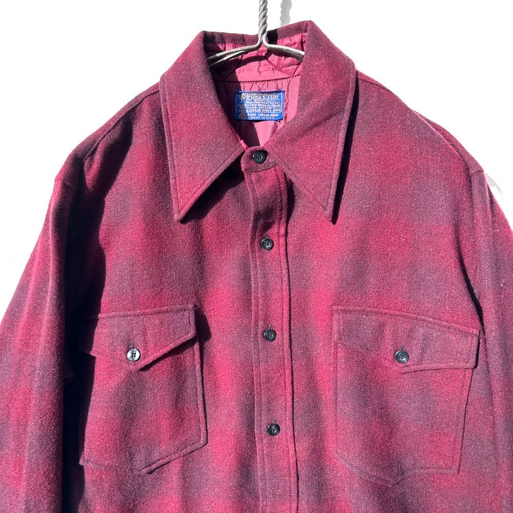 PENDLETON Vintage Ombre Check Shirt Collar Wool Shirt [1970s