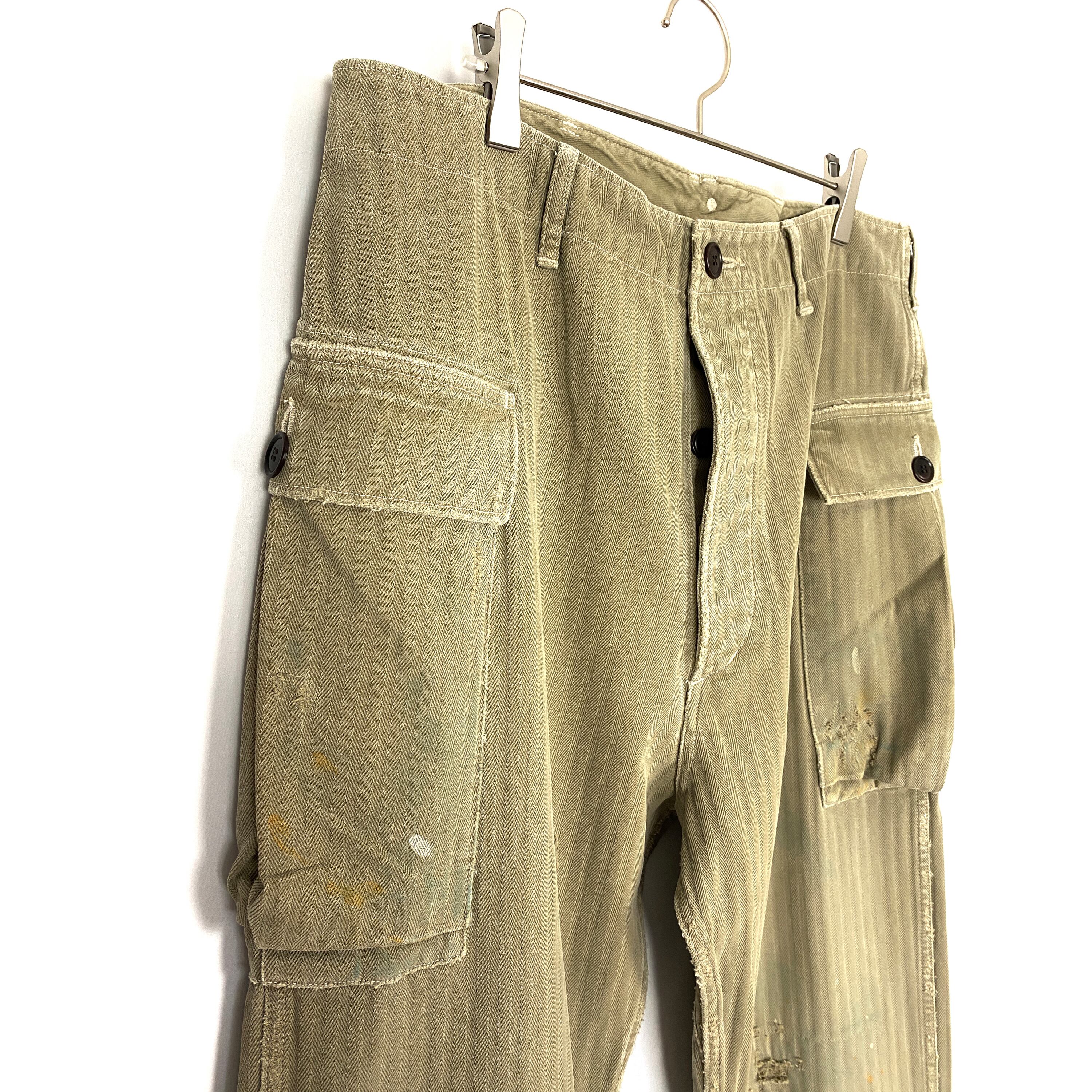 ビズビム(VISVIM) VETERANS PANTS CRASH (HERRINGBONE) 19SS (olive 